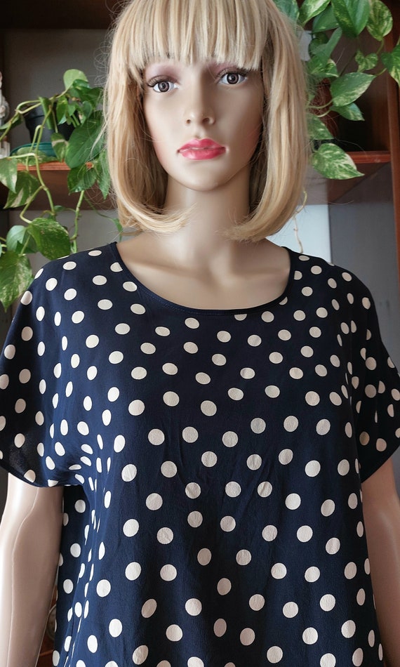 Italian vintage pure silk blouse  with polka dot … - image 9