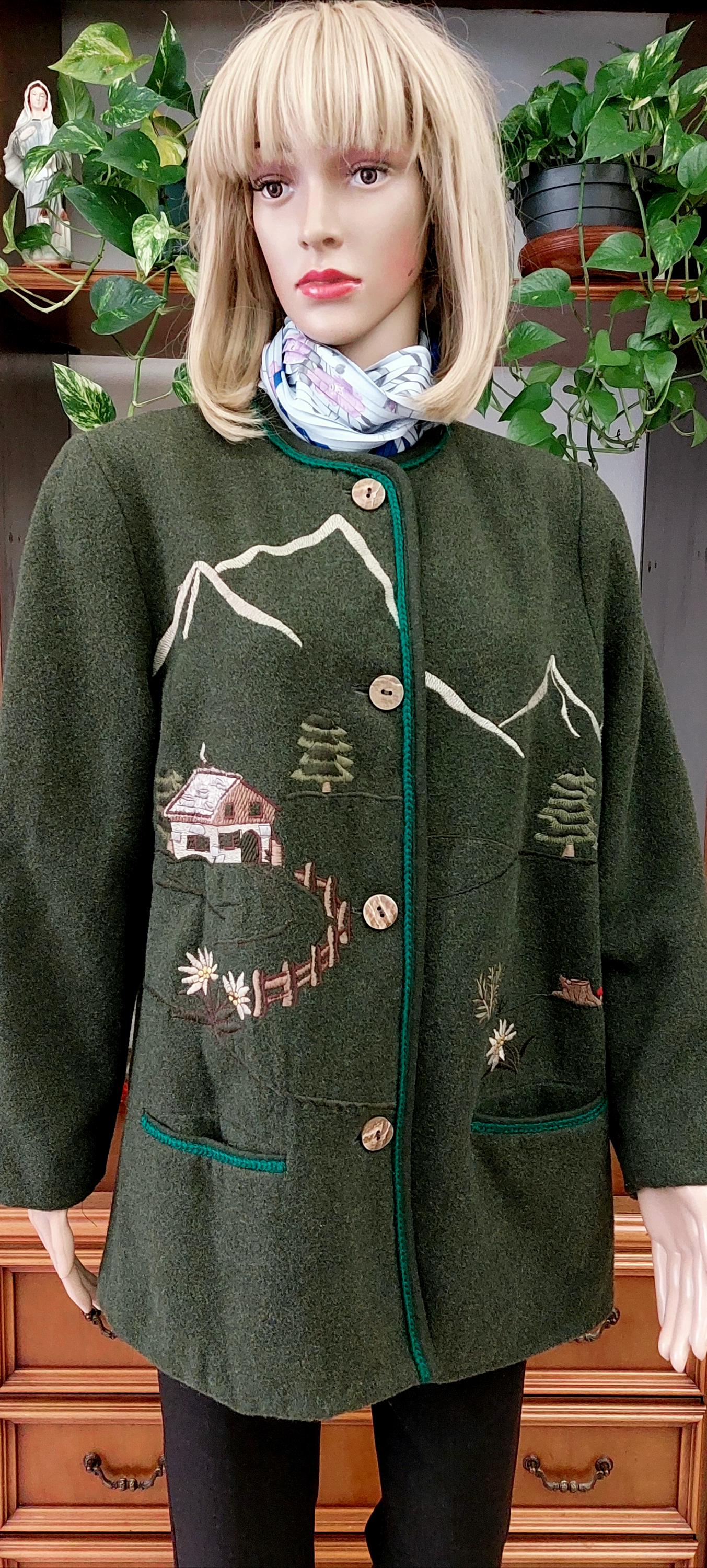 Vintage Austrian Wool Loden Coat Jacket/bavarian Tyrolian Trachten