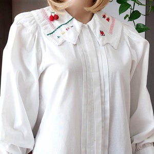 GOSSL Seltene Vintage Dirndl Bluse mit Hand bestickt/Österreichische weiße Trachtenbluse/Tiroler Dirndl Bluse/Oktoberfest Bluse/