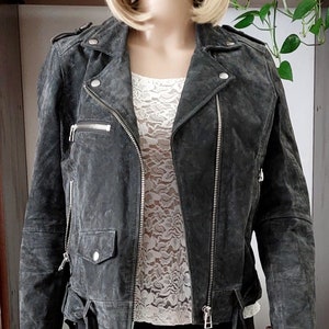 Vintage leather suede  bomber jacket for women/Vintage suede leather cropped jacket/Leather biker jacket/Western Country /M-L