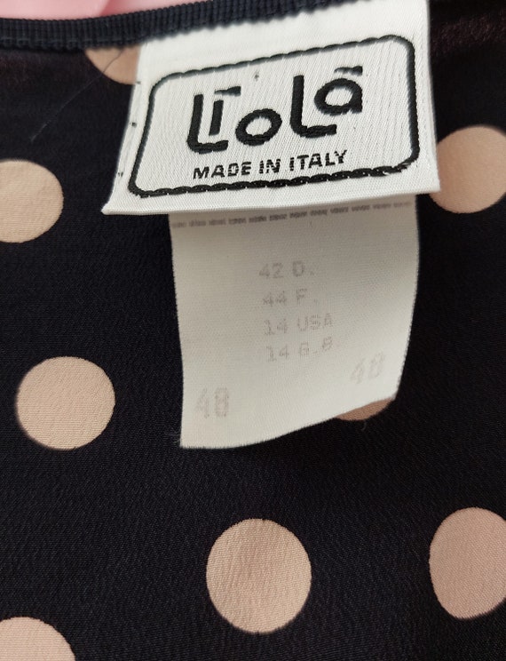 Italian vintage pure silk blouse  with polka dot … - image 6
