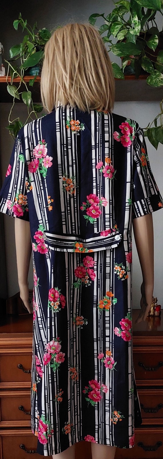 Vintage floral shirt dress/Comfortable cotton hou… - image 8