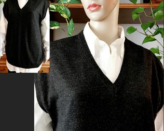 Débardeur vintage en laine mélangée pour hommes à col en V fabriqué en Italie/Pull hiver à col en V/XXL