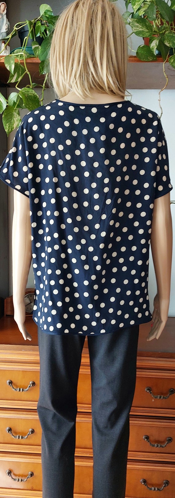 Italian vintage pure silk blouse  with polka dot … - image 10