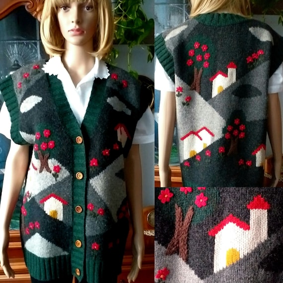 Austrian Trachten sweater vintage/ Bavarian handkn