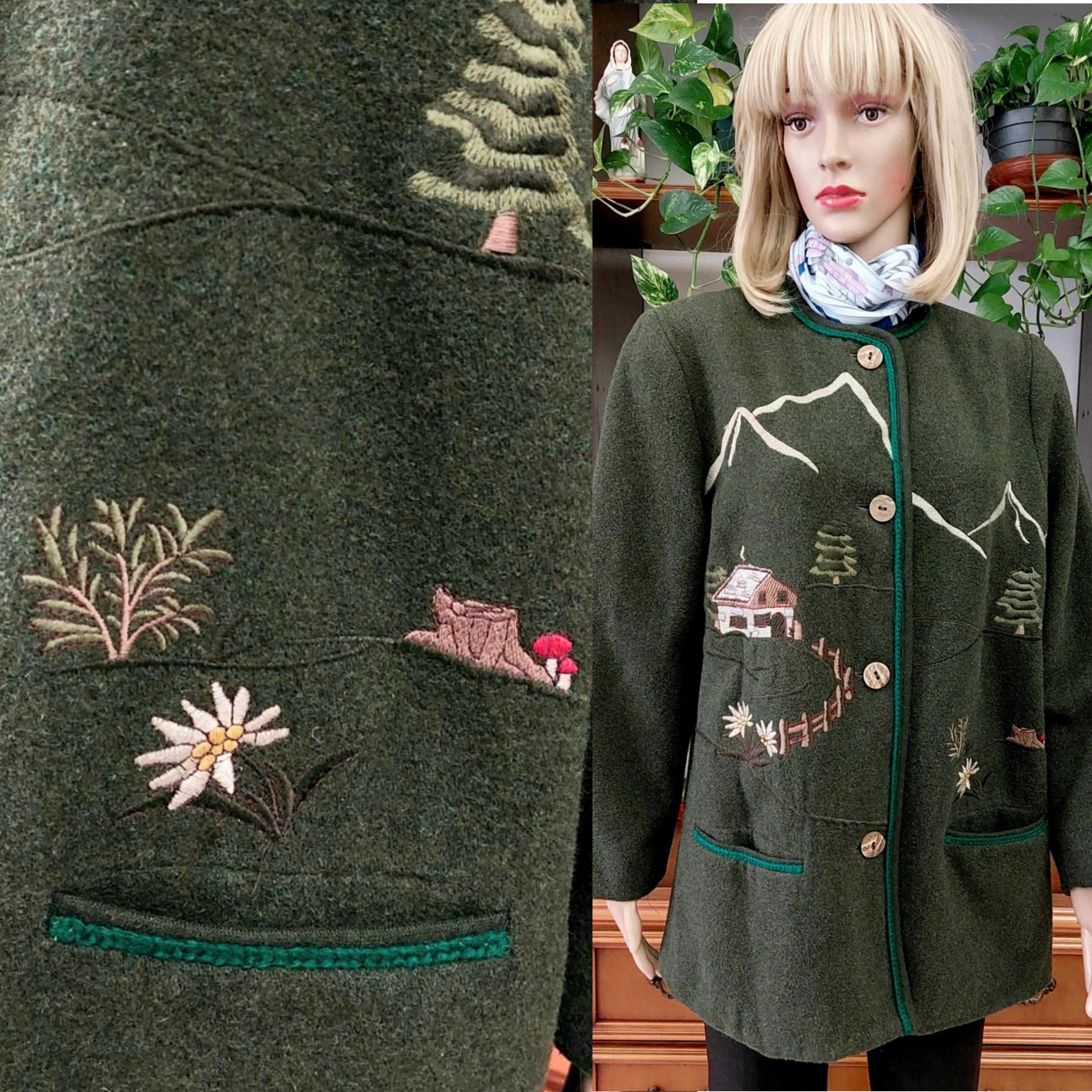 Vintage Austrian Wool Loden Coat Jacket/bavarian Tyrolian Trachten