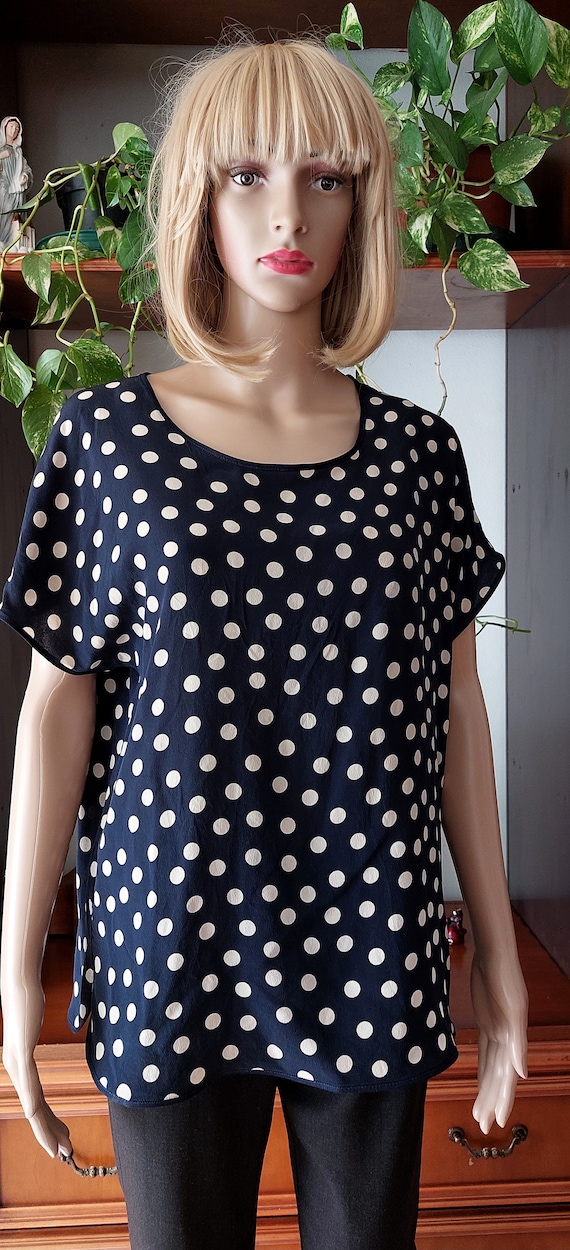 Italian vintage pure silk blouse  with polka dot … - image 4