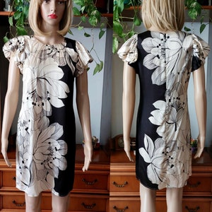 ADELE FONDO vintage italian silk floral dress for women/Summer silk midi dress/Designer Cocktail Day dress/Silk summer dress/Elegant/Size-L