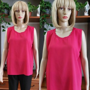 Vintage silk tank top for women/100% silk  sleeveless blouse/Summer silk blouse-Summer sheer silk top/XL