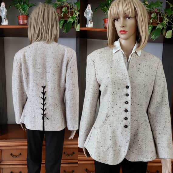 MARC CAIN vintage elegant wool blend jacket blaze… - image 2