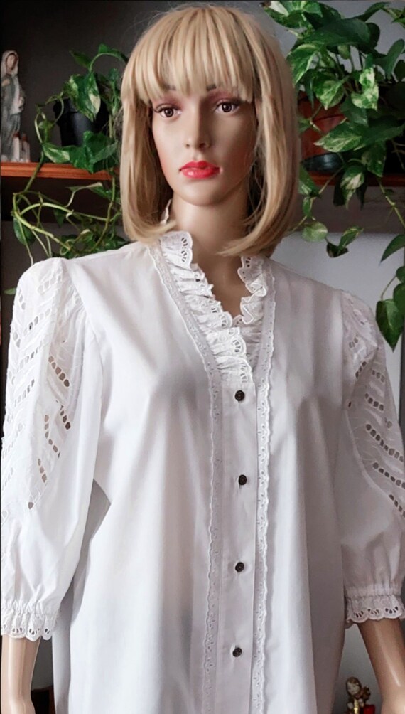 Hanaoops Oktoberfest Dirndl Blouse Dames - Witte Kant Blouse Met V-hals - Traditionele Duitse Folklore Blouse