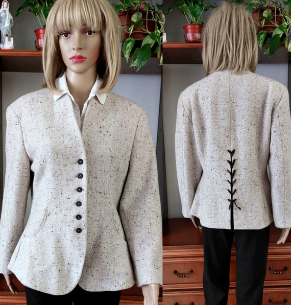 MARC CAIN vintage elegant wool blend jacket blaze… - image 1
