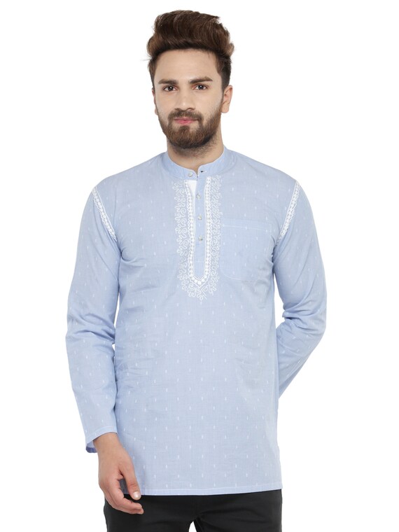 Indian Contemporary Sky Blue Motif 