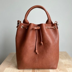 Handmade Leather Bucket Bag, Genuine Leather Handbag, Veg Tanned Italian Leather, Bucket Bag, Soft Leather Bag image 7