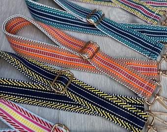 Adjustable Cotton Crossbody Bag Strap: Colorful Woven Webbing