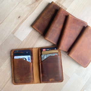 Handmade Wallet, Minimal Design Wallet, Genuine Raw Leather Card Holder, Crazy Horse Leather