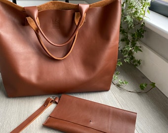 real leather tote