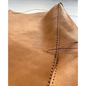 Natural Tan Bucket Bag, High Quality Veg Tanned Leather Handmade Bag, Italian Genuine Leather Handbag, Leather Bag image 8