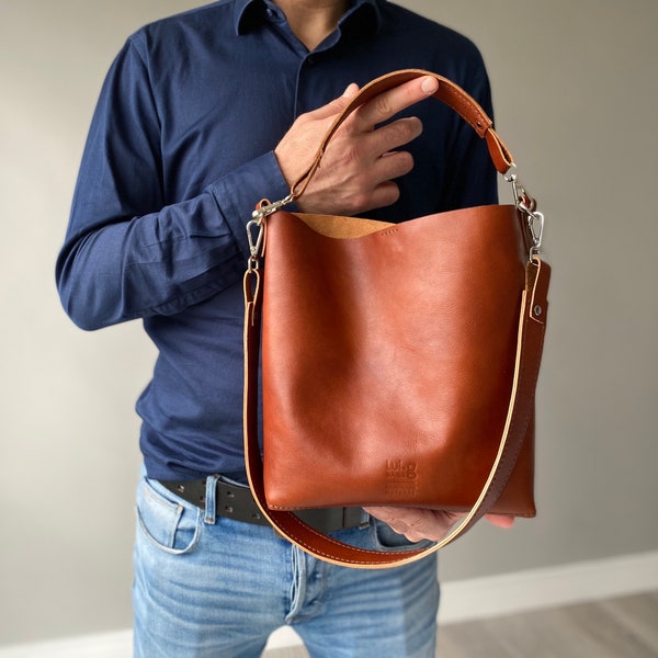 High Quality Veg Tanned Leather Handmade Bag, Italian Genuine Leather Handbag, Leather Bag, Handcrafted Bag