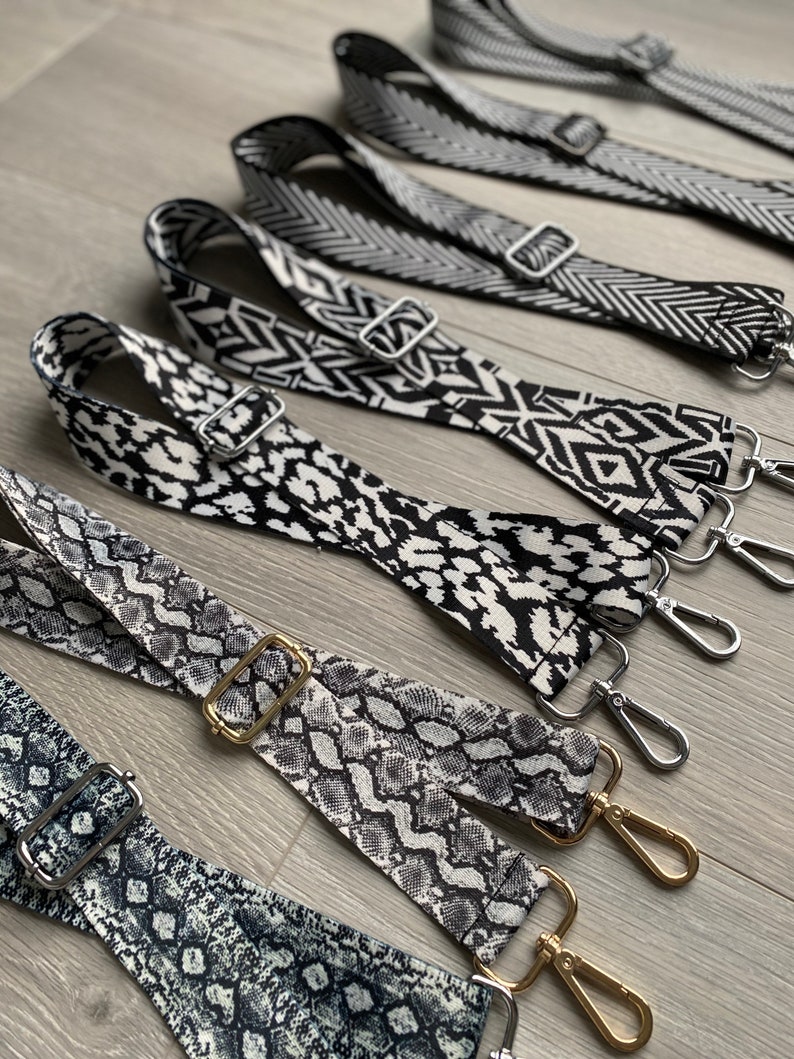 bag with patterned strap