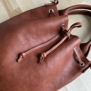 Handmade Leather Bucket Bag, Genuine Leather Handbag, Veg Tanned Italian Leather, Bucket Bag, Soft Leather Bag image 5