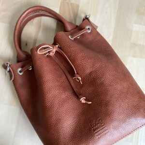 Handmade Leather Bucket Bag, Genuine Leather Handbag, Veg Tanned Italian Leather, Bucket Bag, Soft Leather Bag image 6