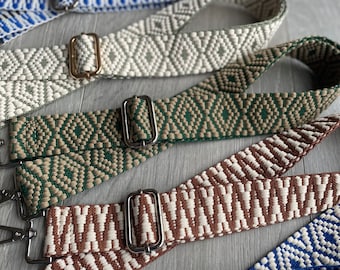 Patterned Cotton Crossbody Strap: Adjustable Bag Strap