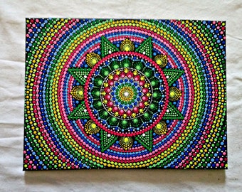 Gepunktete Mandala Malerei, Punkt Mandala Malerei, Mandala Kunst, Mandala Malerei