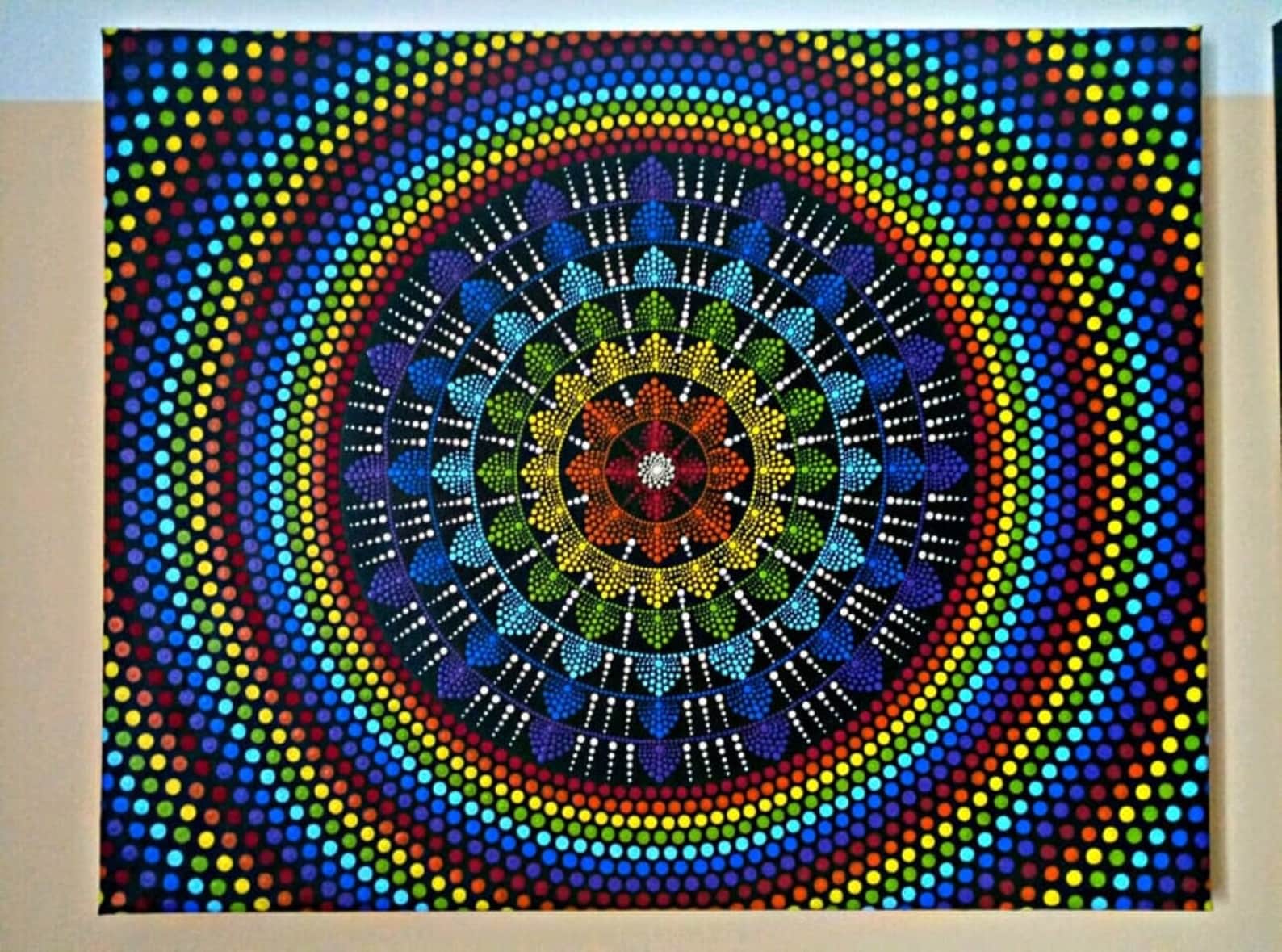 Dotted Mandala Painting Dot Mandala Mandala Painting Mandala Etsy