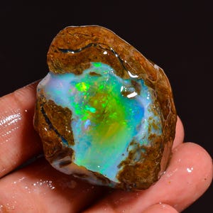 Natural Ethiopian Welo Opal Rough High Flash Rainbow Crystal for Jewelry Making , 84.75 cts.