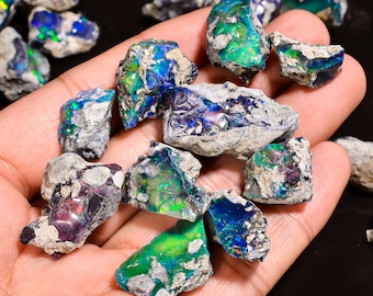 Black Opal Rough, Ethiopian Black Opal Raw, Black Fire Opal Rough, Natural Black Opal Rough, Rough Black Opal For Jewelry Making