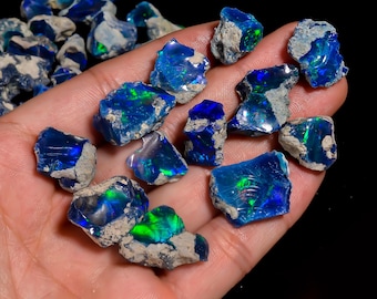 Natural Black Opal Rough, Black Opal Raw, Black Opal Rough, Blue Fire Opal, Opal Cut Grade Quality For Jewelry Making, 5-15 Carat Size