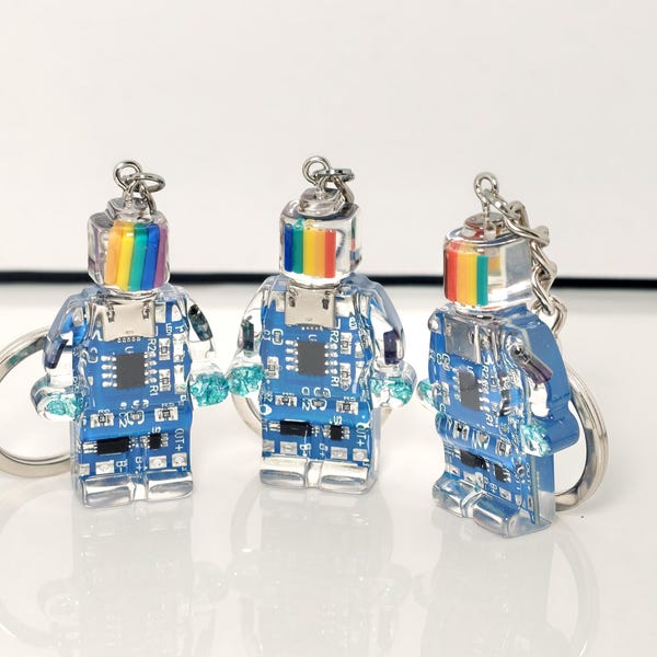 Upcycled Circuit Board Robot Keychain: Geek Tech Accessory