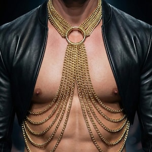 Collar jewelry men Silver gold black  bodychain man harness men jewellery