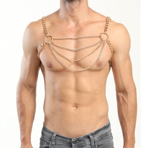 Gold Body Chain Harness: Men&#39;s Jewelry, Viking Armor Cosplay