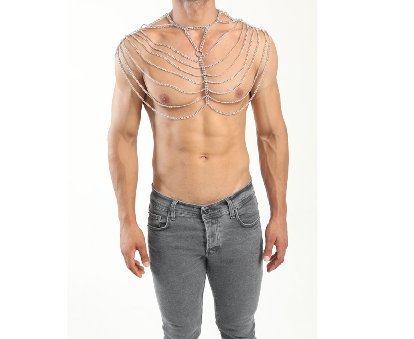 Body Chain Men Silver Gold Bodychain Man Harness Men Jewelry Etsy