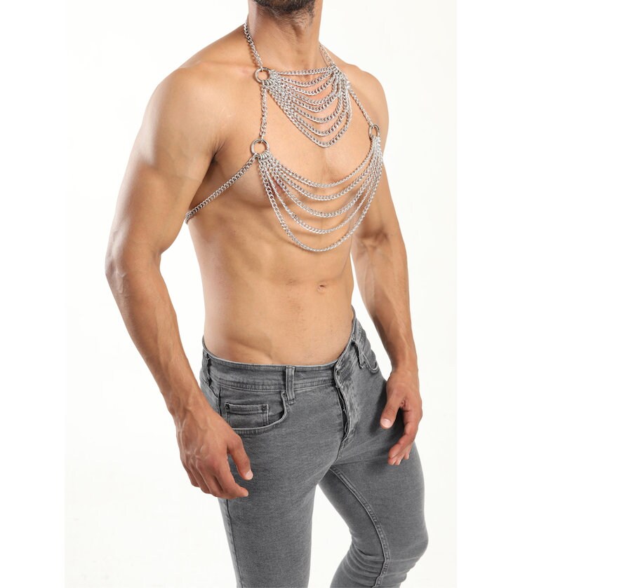 メンズゴールドボディチェーン - バイキングアーマー、中世の