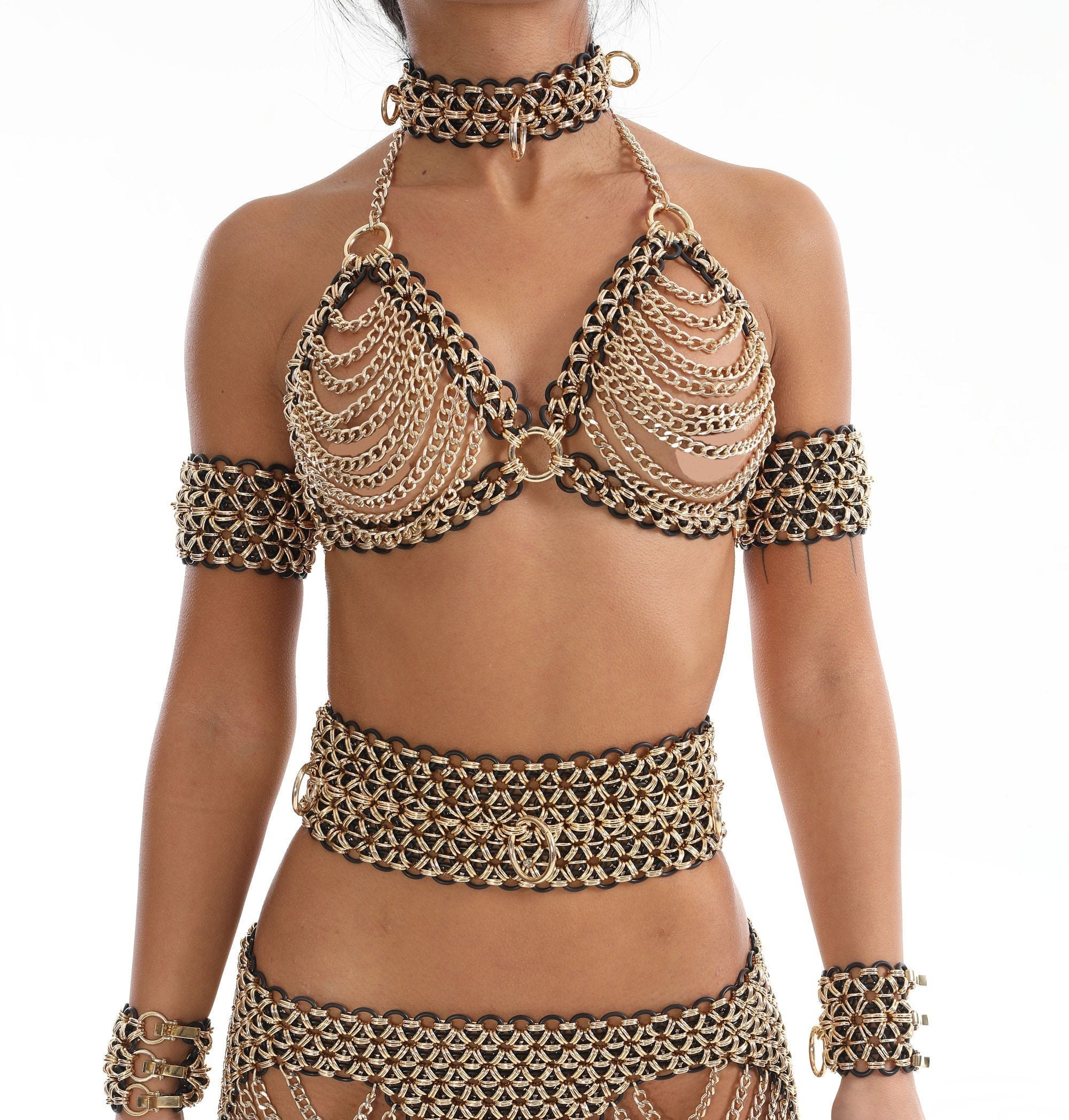 Chain Bra Set, Personalized Chainmail, Ouvert Bra Top, Cosplay