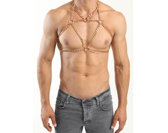 Gouden body chain-harnas, verstelbare herensieraden