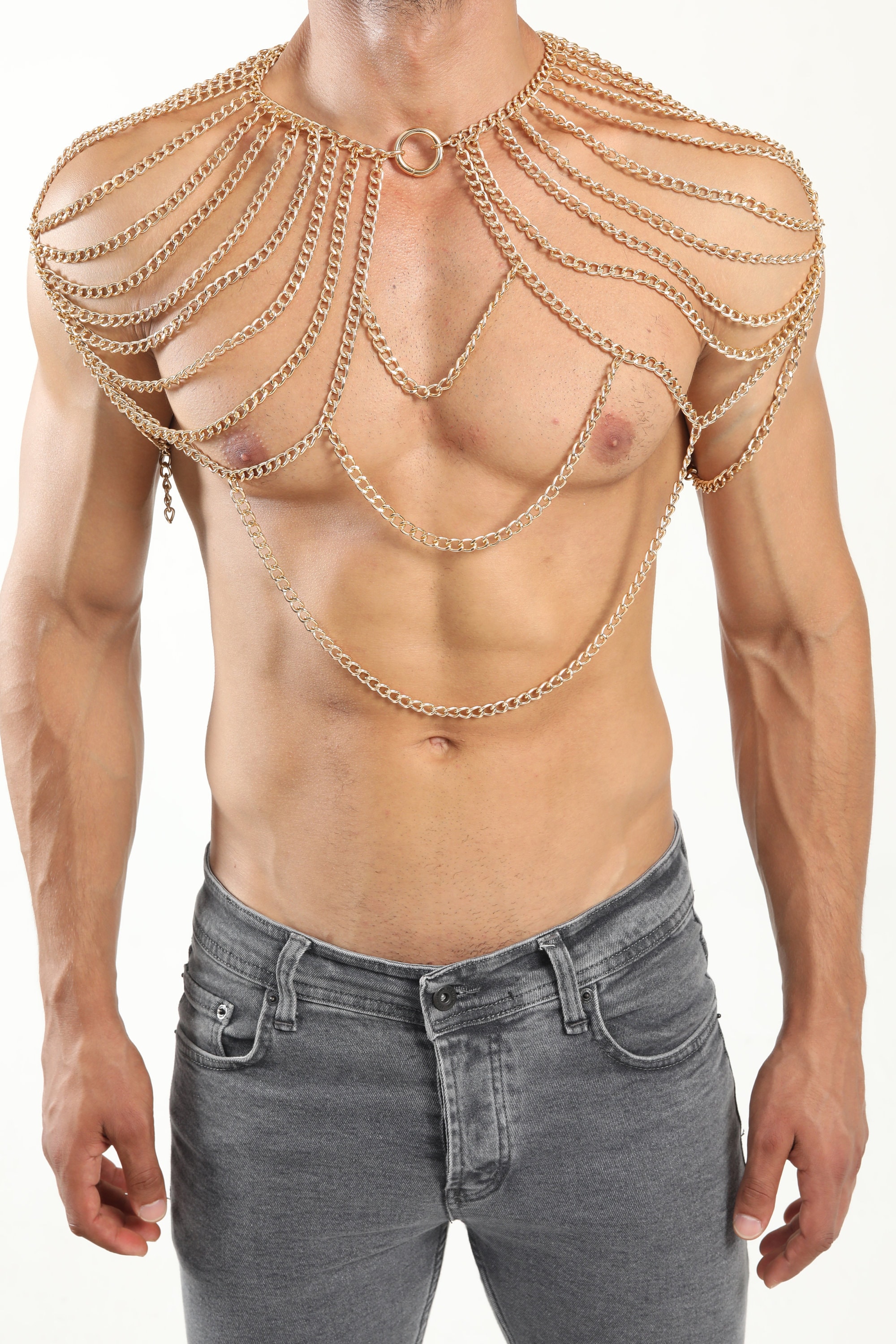 Body Chain Shoulder Men Gold Bodychain Man Harness Cuban Chain