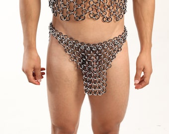 loincloth codpiece  chainmail body chain, Harness Gear, man Gear, Belt Gear jockstrab