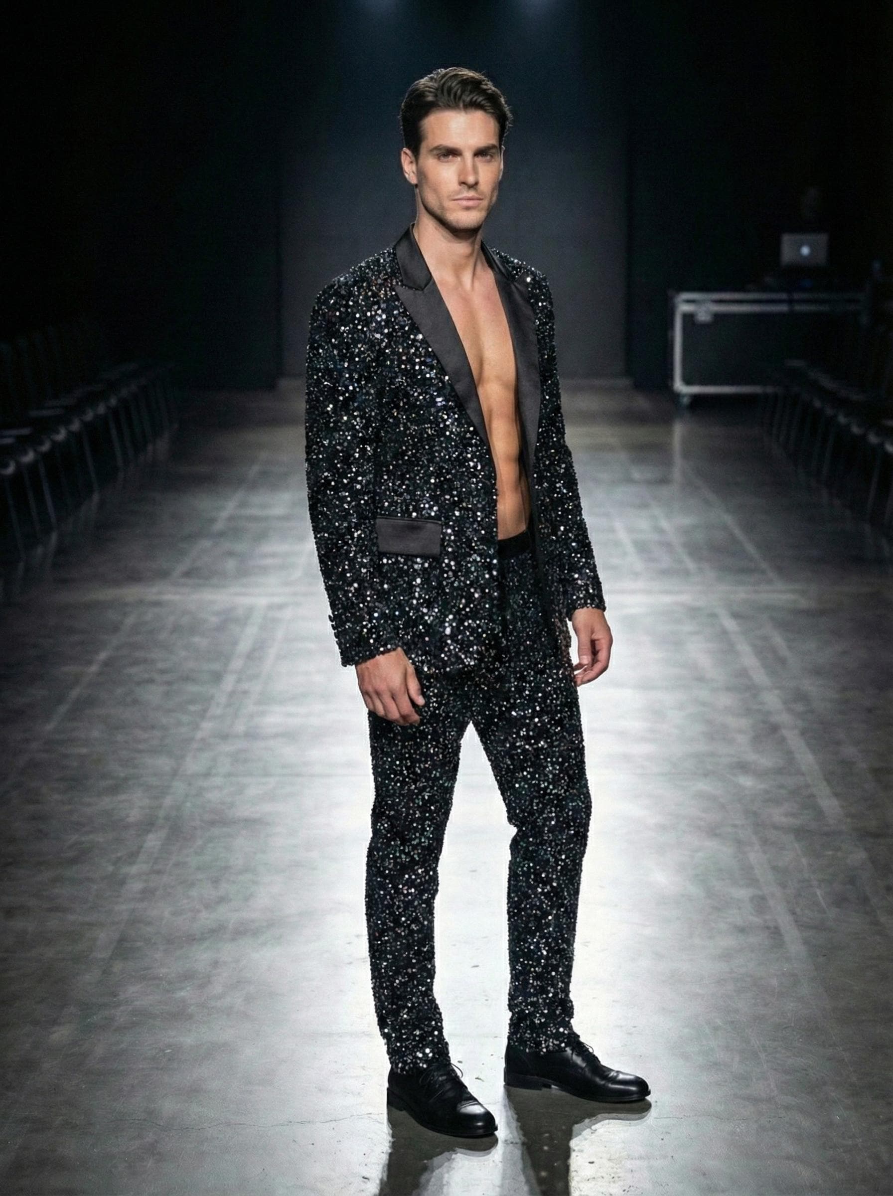 Blazer da uomo con paillettes luccicanti slim fit elegante giacca con un pulsante da uomo primavera autunno suit giacca per il tempo libero per matrimonio business, Blu-A., M