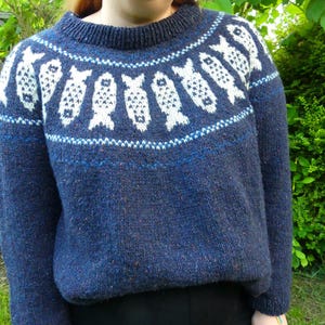 Tin Can Cosy Worsted Fish Colour Work Sweater PDF pattern