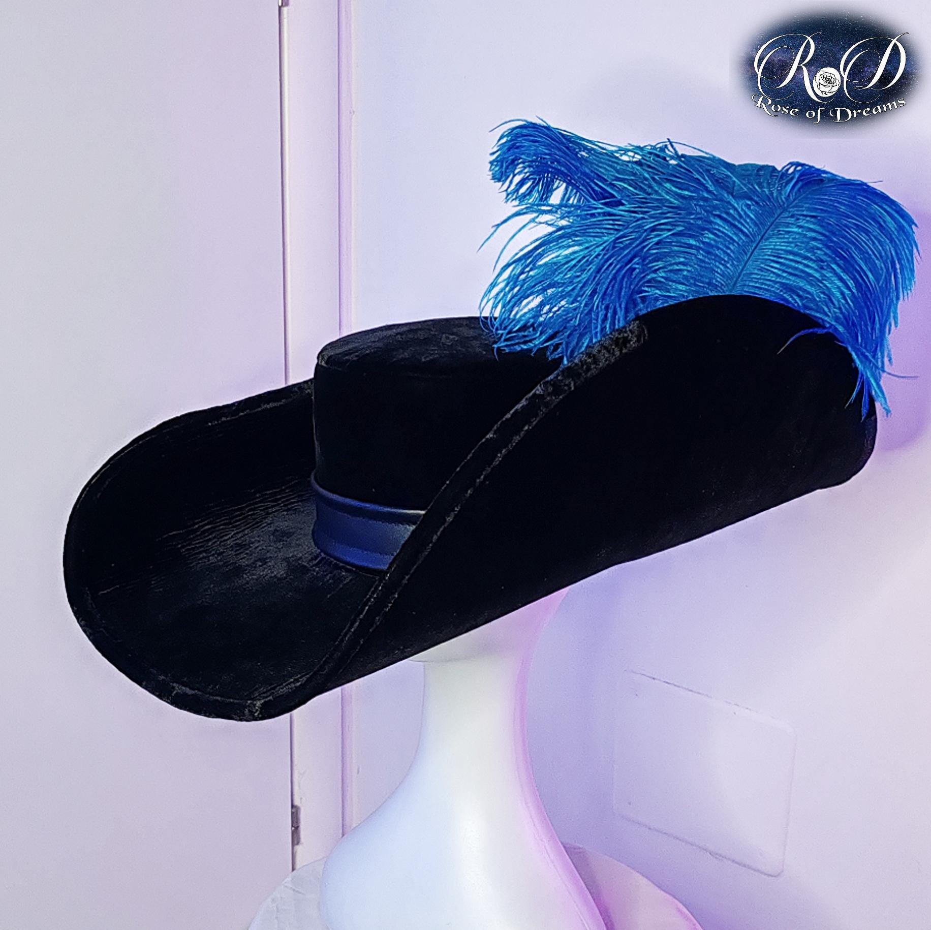 ハンドメイドのベルベット＆フェルト製マスケット銃兵帽 - 17世紀の