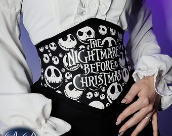 Jack Skellington Patterned Glow Corset – Handcrafted Adjustable Bustier