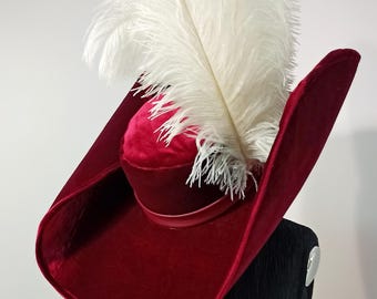 Captain Hook Costume Hat – Luxury Handmade Pirate Hat in Felt | Musketeer & Cosplay Accessory
