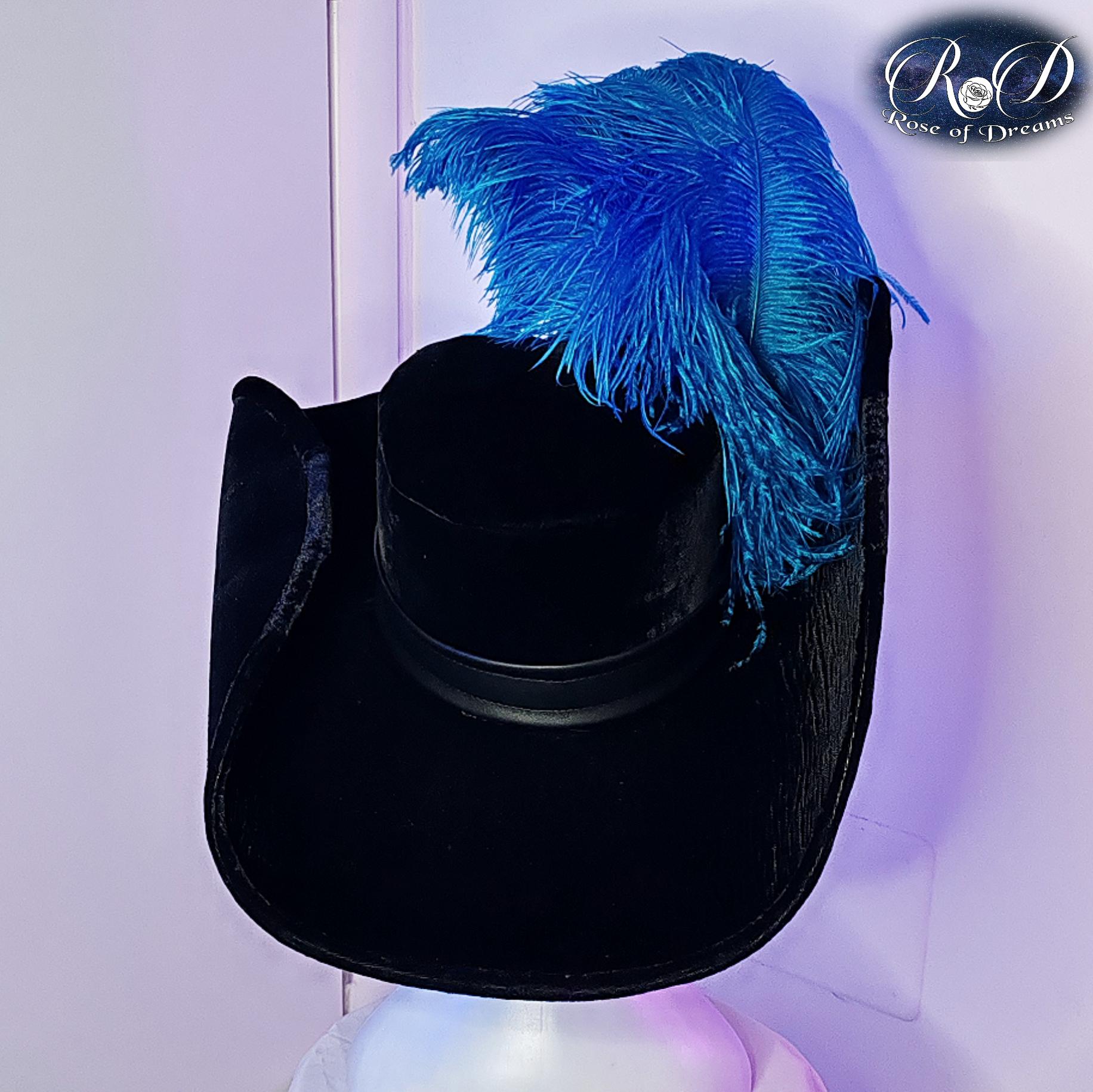 ハンドメイドのベルベット＆フェルト製マスケット銃兵帽 - 17世紀の