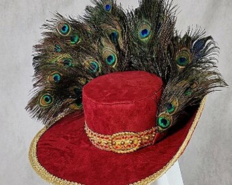 Ramirez Highlander Hat Replica - Custom Made Movie Prop Hat with Real Peacock Feathers & Gold Trim