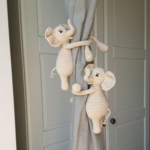 A pair of Elephant nursery curtains tie backs, nursery decorations, new baby gift, children bedroom, animal tie back