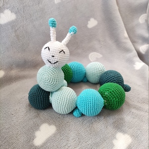 Nursery decoration, personalised baby room, cheerfull worm toy, crib toy, crochet worm, unique nursery decoration, amigurumi